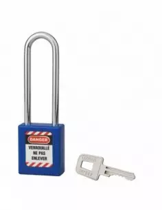 Cadenas de consignation LOTO Lockout Tagout 40 mm anse acier Ø 6 x 76 mm bleu