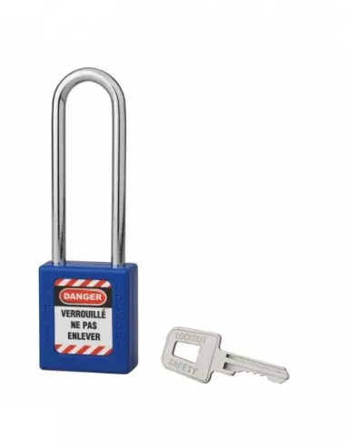 Cadenas de consignation LOTO Lockout Tagout 40 mm anse acier Ø 6 x 76 mm bleu