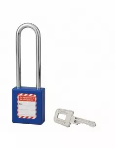 Cadenas de consignation LOTO Lockout Tagout 40 mm anse acier Ø 6 x 76 mm bleu 2