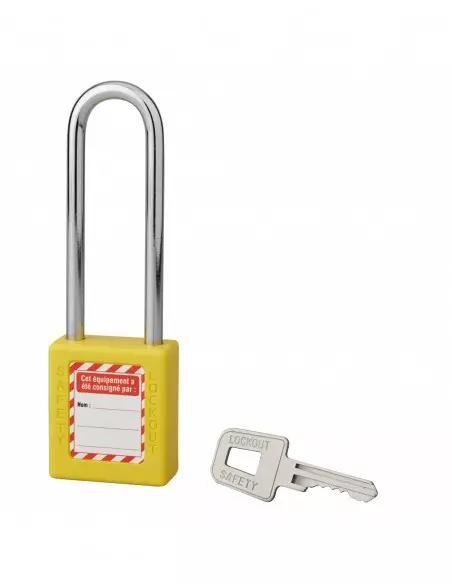 Cadenas de consignation LOTO Lockout Tagout 40 mm anse acier Ø 6 x 76 mm jaune