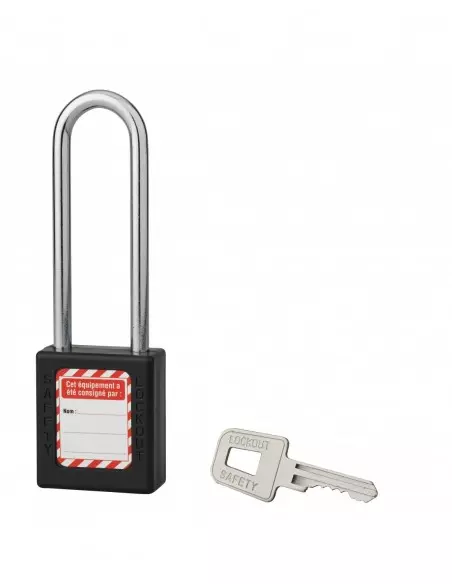 Cadenas de consignation LOTO Lockout Tagout 40 mm anse acier Ø 6 x 76 mm noir