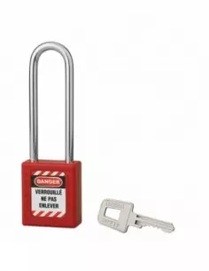 Cadenas de consignation LOTO Lockout Tagout 40 mm anse acier Ø 6 x 76 mm rouge