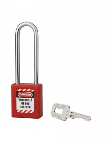 Cadenas de consignation LOTO Lockout Tagout 40 mm anse acier Ø 6 x 76 mm rouge