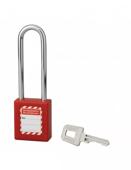 Cadenas de consignation LOTO Lockout Tagout 40 mm anse acier Ø 6 x 76 mm rouge