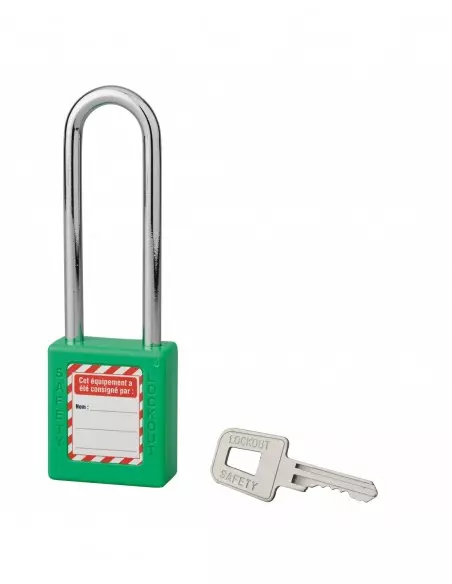 Cadenas de consignation LOTO Lockout Tagout 40 mm anse acier Ø 6 x 76 mm vert