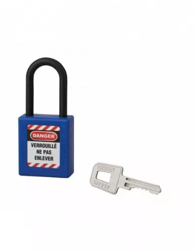 Cadenas de consignation LOTO Lockout Tagout 40 mm anse nylon Ø 6 x 38 mm bleu