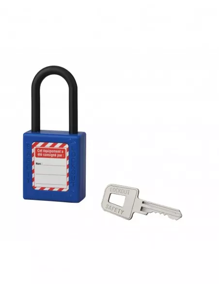 Cadenas de consignation LOTO Lockout Tagout 40 mm anse nylon Ø 6 x 38 mm bleu