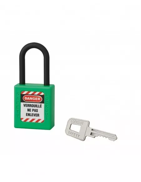 Cadenas de consignation LOTO Lockout Tagout 40 mm anse nylon Ø 6 x 38 mm vert