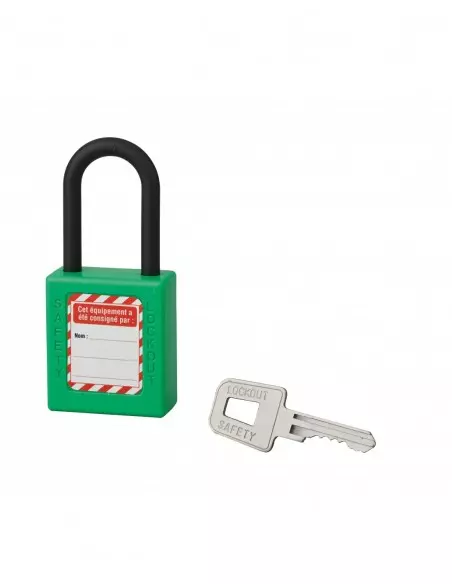 Cadenas de consignation LOTO Lockout Tagout 40 mm anse nylon Ø 6 x 38 mm vert