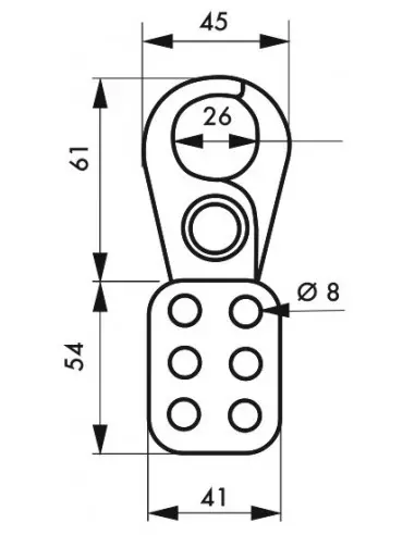 Mâchoire acier isolé Ø intérieur 26 mm pour 6 cadenas Mâchoire acier isolé Ø intérieur 26 mm pour 6 cadenas
