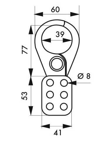 Mâchoire acier isolé Ø intérieur 39 mm pour 6 cadenas Mâchoire acier isolé Ø intérieur 39 mm pour 6 cadenas