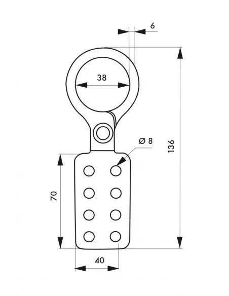 Machoire alu Ø 6mm isolée 8 trous - Ø intérieur 38mm