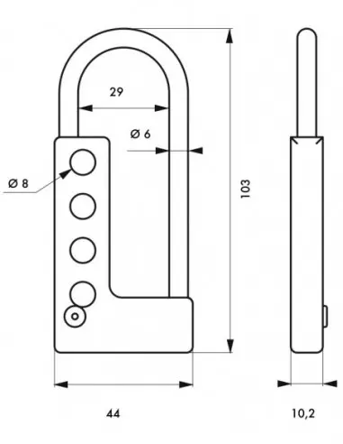 Moraillon en aluminium pour 4 cadenas Moraillon en aluminium pour 4 cadenas
