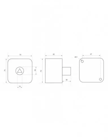 Contacteur à clé pompier en applique triangle 14mm Contacteur à clé pompier en applique triangle 14mm