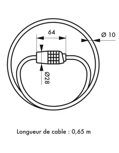 Antivol à câble Ø 10 longeur 0,65 m à combinaison modifiable Antivol à câble Ø 10 longeur 0,65 m à combinaison modifiable