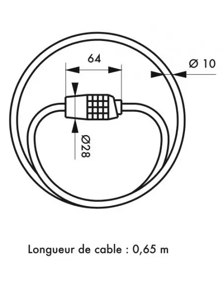 Antivol à câble Ø 10 longeur 1,80 m à combinaison modifiable avec support