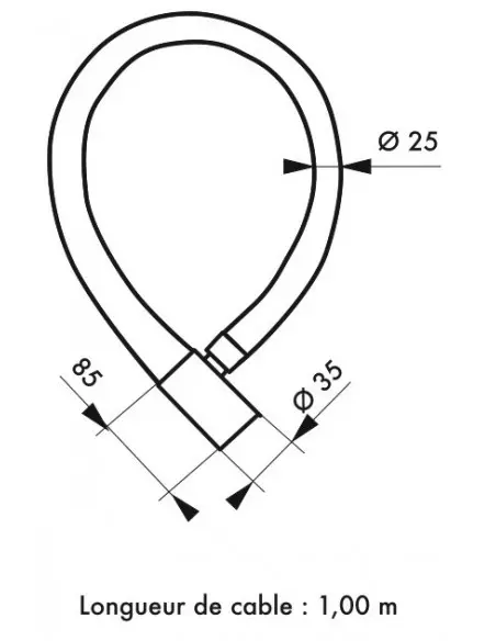 Antivol câble Ø 25 longeur 1,00 m