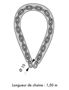 Antivol chaine gainée nylon 1,50 m 2 clés 2