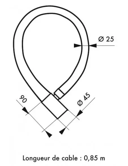 Antivol moto cable blindé Ø 25 longeur 0,85 m