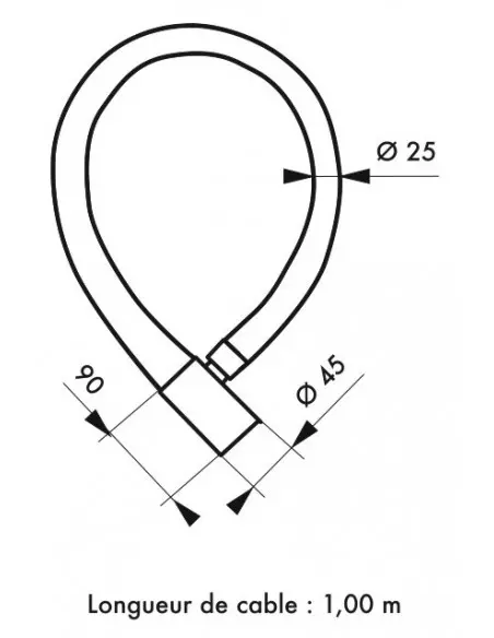 Antivol moto cable blindé Ø 25 longeur 1,20 m