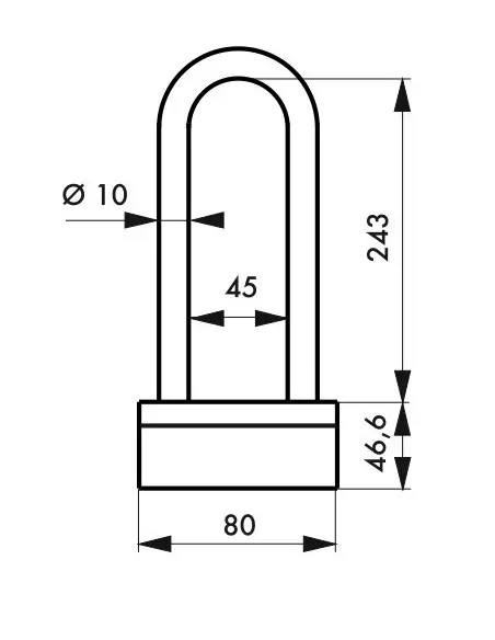 Antivol anse acier cémenté gainée Ø 10 larg: 70 mm, haut : 300 mm