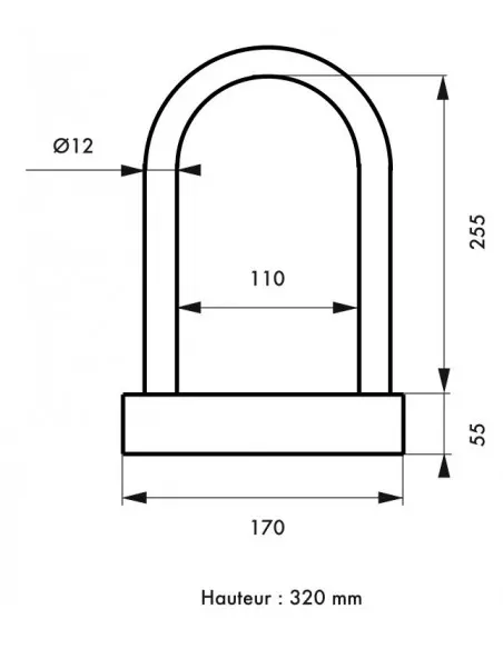 Antivol gainée Ø 12 larg : 170 mm - haut : 320 mm