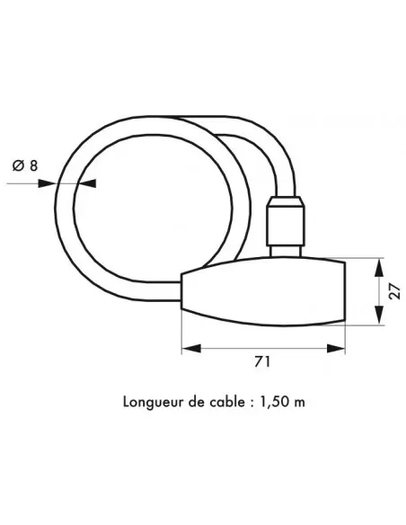 Jeu de 3 antivols à cable Ø 8 longeur 1,50 m avec support 6 clés