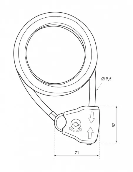 Cable Ø 10 longeur 1,80 m ajustable, 2 clés