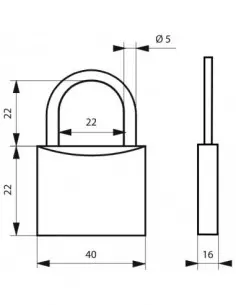 Cadenas à clé 40 mm anse inox Ø 5 2