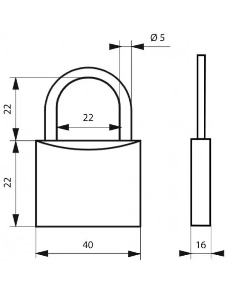 Cadenas à clé 40 mm anse inox Ø 5