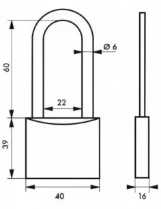 Cadenas à clé ADRIATIC - 40 mm anse 1/2 haute 2