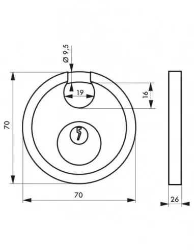 Cadenas à clé ASTRA 70 mm anse acier cémenté Cadenas à clé ASTRA 70 mm anse acier cémenté