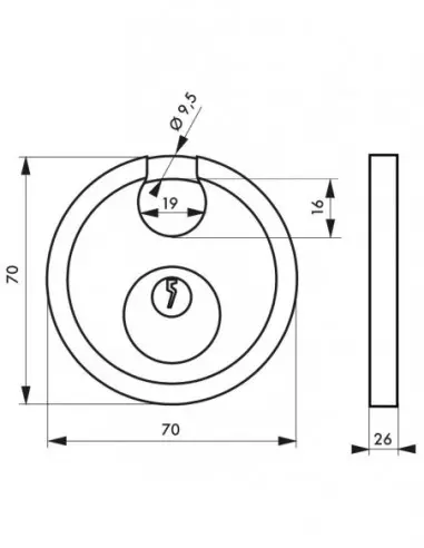 Cadenas à clé ASTRA 70 mm anse inox Cadenas à clé ASTRA 70 mm anse inox