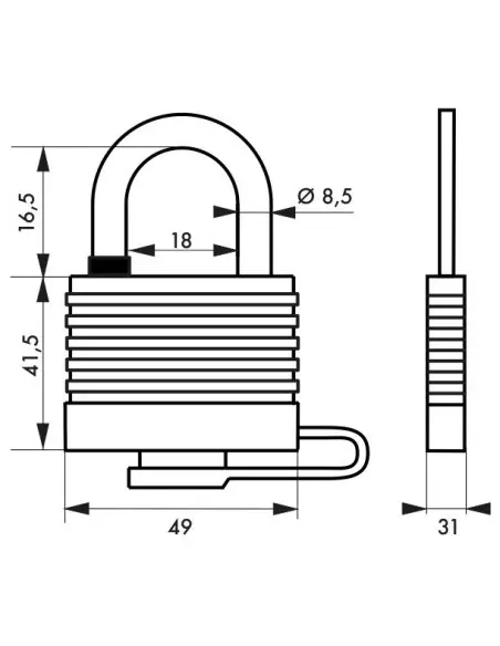 Cadenas à clé BUMPER 45 mm rouge