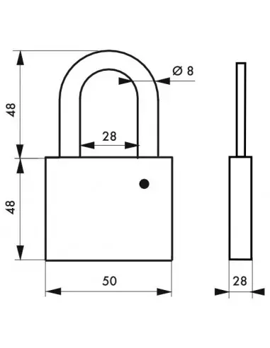 Cadenas à clé CP 50mm - sans cylindre Cadenas à clé CP 50mm - sans cylindre