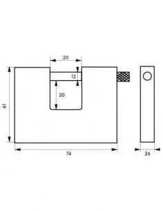 Cadenas à clé LAND blindé 60 mm 2