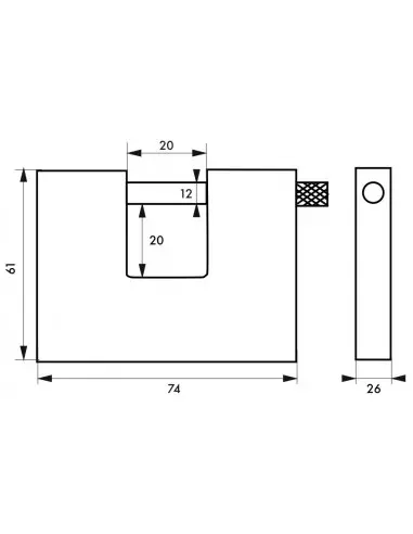 Cadenas à clé LAND blindé 60 mm Cadenas à clé LAND blindé 60 mm