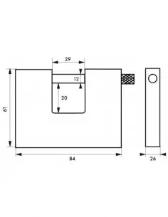 Cadenas à clé LAND blindé 80 mm 2