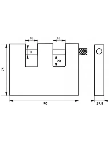 Cadenas à clé LAND blindé 90 mm double anse Cadenas à clé LAND blindé 90 mm double anse