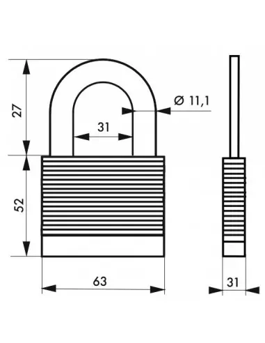 Cadenas à clé PROTECTOR 63 mm Cadenas à clé PROTECTOR 63 mm