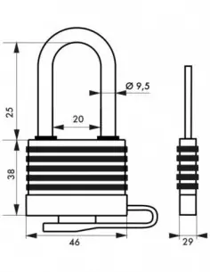 Cadenas à clé SLICE à lamelles 40 mm anse 1/2haute gainé pvc couleurs assorties 2