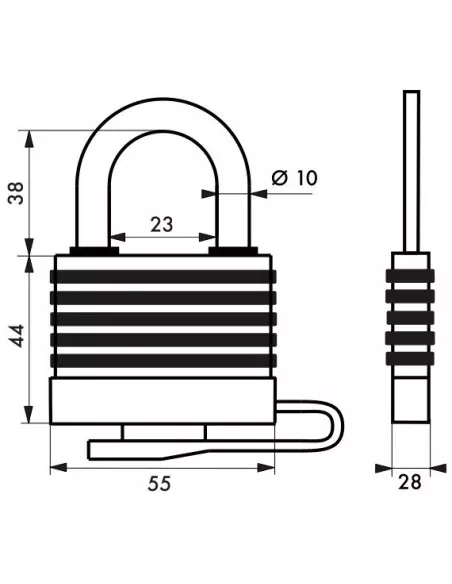 Cadenas à clé SLICE à lamelles 50 mm gainé pvc couleurs assorties