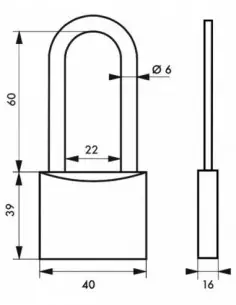 Cadenas à clé TRANSIT 2 - 40 mm anse 1/2 haute 2