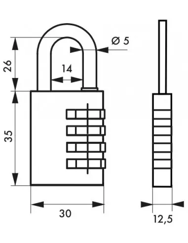 Cadenas à clé TYPE 1 aluminium code 30 mm gris Cadenas à clé TYPE 1 aluminium code 30 mm gris