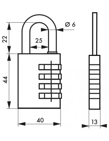 Cadenas à clé TYPE 1 aluminium code 40 mm rouge Cadenas à clé TYPE 1 aluminium code 40 mm rouge