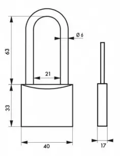 Cadenas à clé TYPE 1 aluminium color 40 mm anse 1/2 haute noir 2