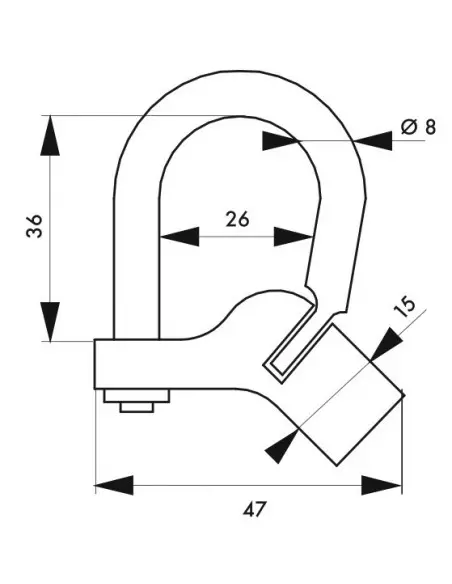 Cadenas d'artillerie 29 c à talon coudé anse laiton triangle 5 mm
