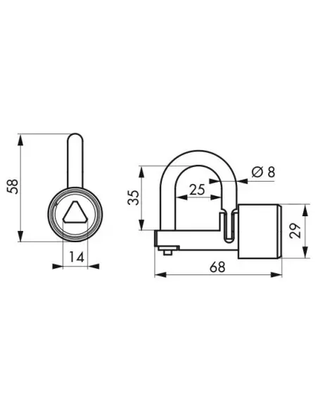 Cadenas d'artillerie talon droit anse laiton triangle 14 mm