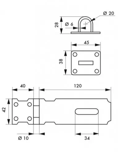 Porte-cadenas acier zingué 125 mm Porte-cadenas acier zingué 125 mm