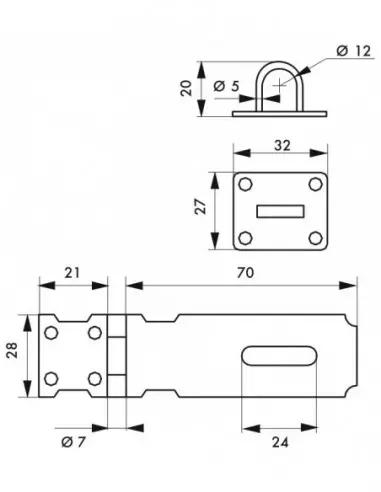Porte-cadenas acier zingué 75 mm Porte-cadenas acier zingué 75 mm